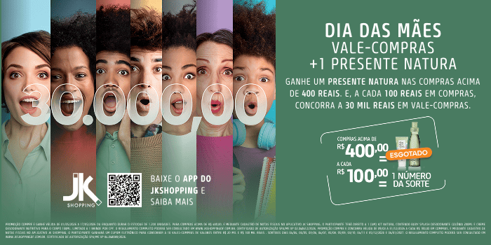 Em compras acima de R$ 400,você garante um presente especial e ainda concorre a R$ 30 mil em vale-compras 