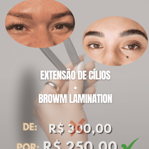 COMBO: EXTENSÃO DE CÍLIOS + BROWN LAMINATION