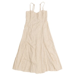 VESTIDO LINHO CRU COSTAS ABERTAS COM TRANÇADO E FENDA