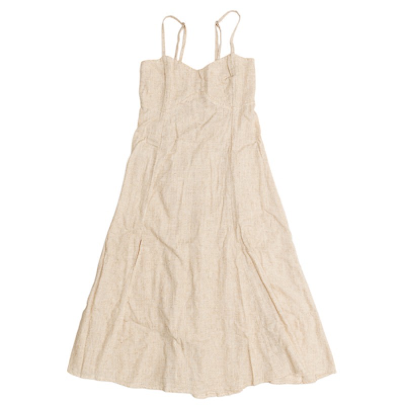 VESTIDO LINHO CRU COSTAS ABERTAS COM TRANÇADO E FENDA