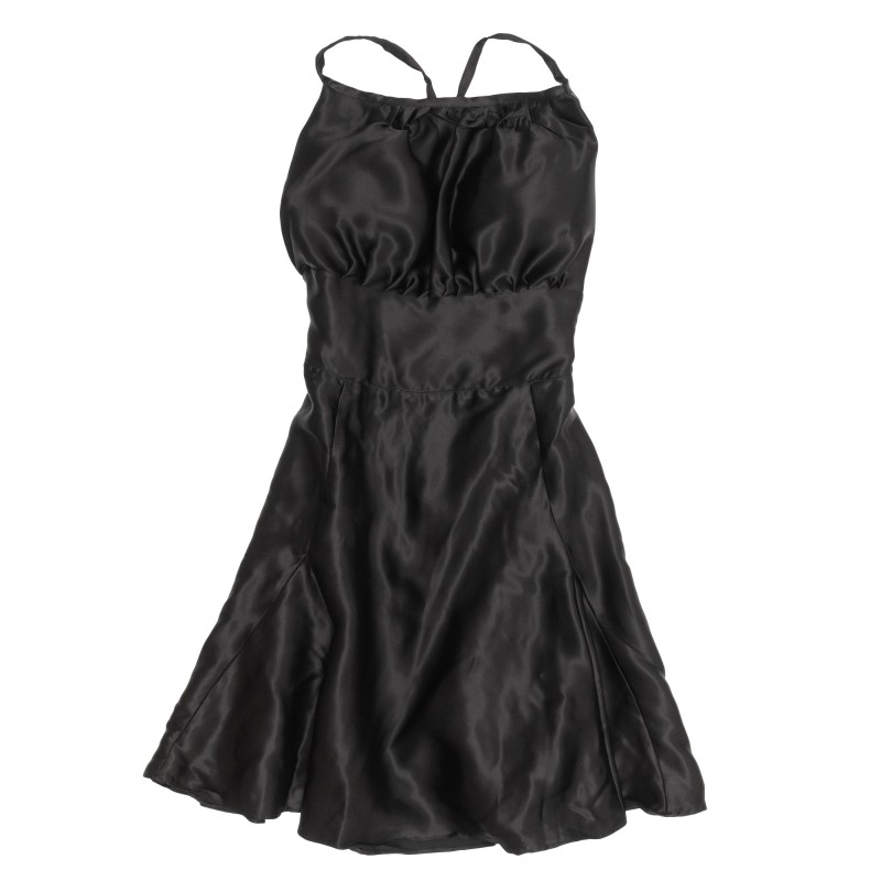 VESTIDO ACETINADO CURTO NA COR PRETO