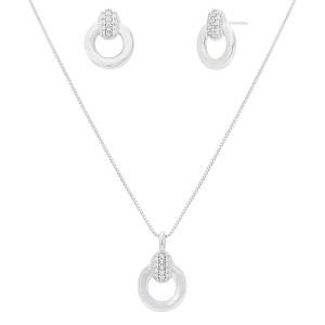 CONJUNTO PRATEADO COM ZIRCÔNIAS