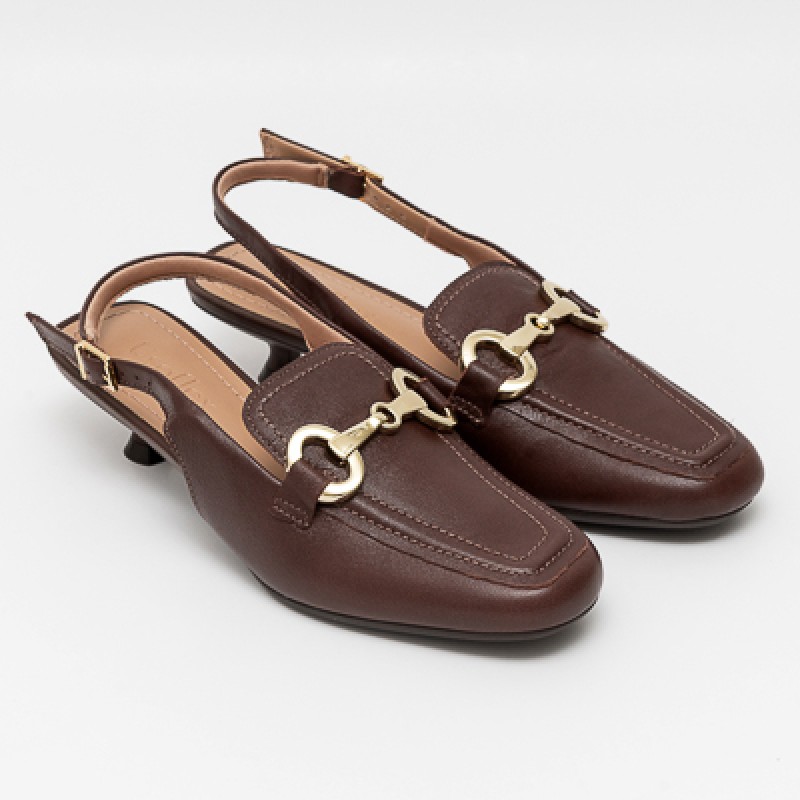 SLINGBACK EM COURO PINHÃO