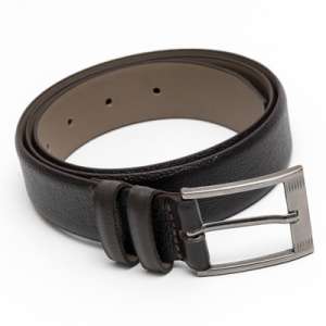 KIT CARTEIRA E CINTO EM COURO MARROM/PRETO