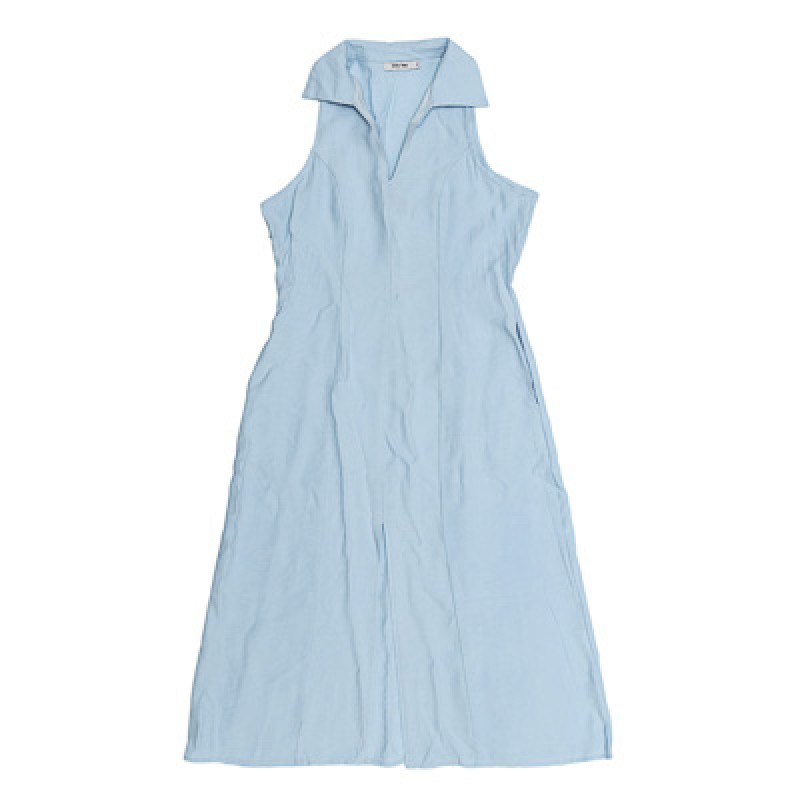 VESTIDO MIDE GOLA COM FENDA AZUL